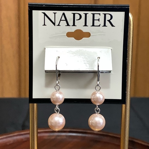 Napier Jewelry - NWT Napier silver tone beige faux pearl earrings